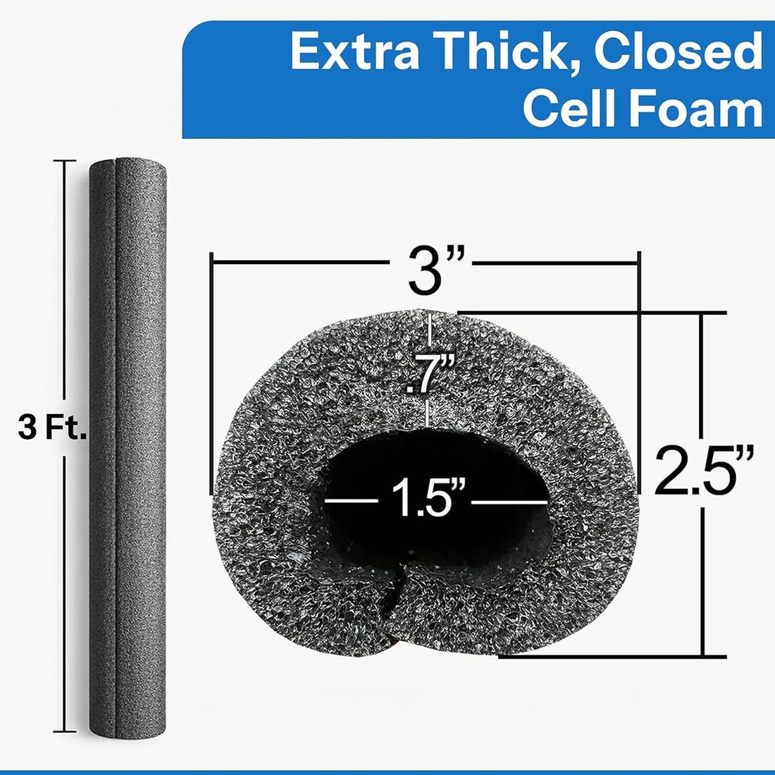 (3 Sticks) Kirkey Black Roll Bar Padding 1-1/2" to 1-7/8" Tubing -99001 view 2