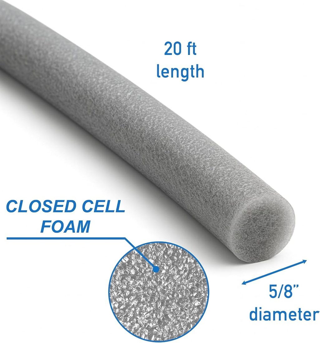 5/8” × 20 ft Foam Tubes for Crafts Grey view 2