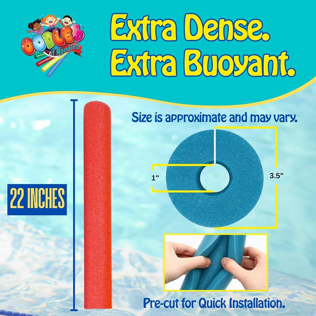 Clamp-On 22 Inch Foam Noodles - 6 Pack - Extra Dense, Buoyant Foam… view 5