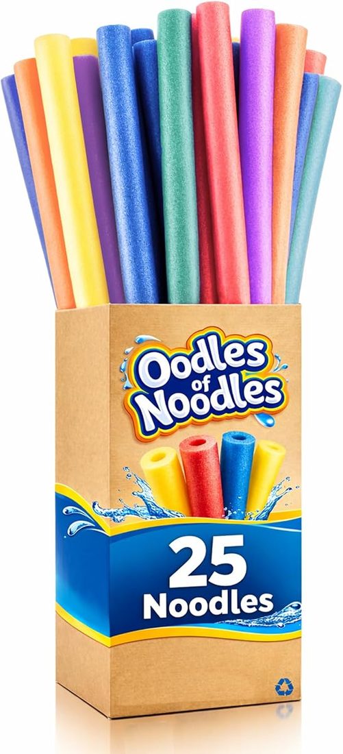 Deluxe Rainbow Swimming Pool Noodles Foam- Pack of 25 - Approx. 48 inch x 2.5 inch Multi-Purpose Foam Tubes, P