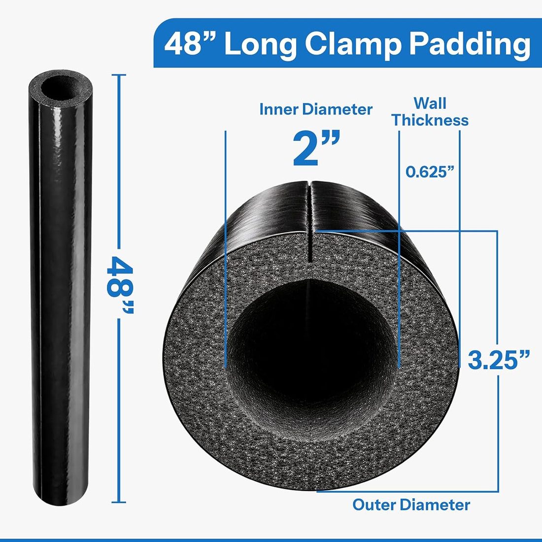 Tough Skin Foam Clamp Padding, 48" x 3.25" (Black, ) view 5